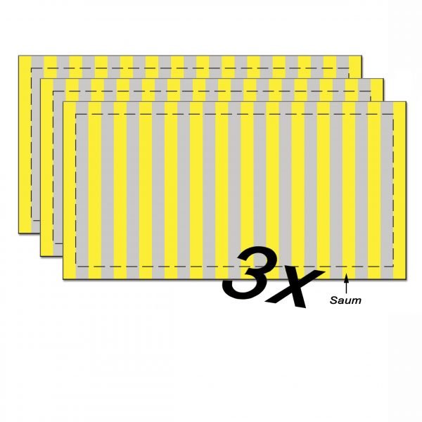Sonnensegel gelb weiss ca 270x140 cm ohne Laufhaken Seilspannmarkise 